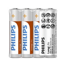 Philips R03L4F/10 - 4 stk. Zinkklorid batteri AAA LONGLIFE 1,5V 450mAh