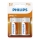 Philips R20L2B/10 - 2 stk. Zinkchlorid batteri D LONGLIFE 1,5V 5000mAh