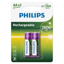 Philips R6B2A260/10 - 2 stk. Genopladeligt batteri AA MULTILIFE NiMH/1,2V/2600 mAh