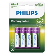Philips R6B4B260/10 - 4 stk. Genopladeligt batteri AA MULTILIFE NiMH/1,2V/2600 mAh