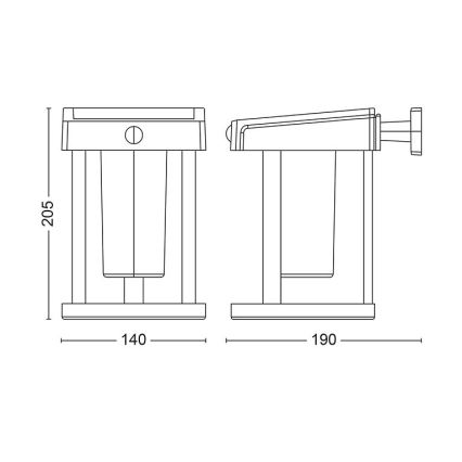Philips - Soldrevet LED væglampe med sensor CAMILL LED/1,4W/3,7V 2000 mAh IP44