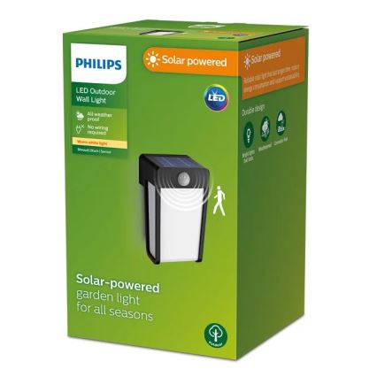 Philips - Soldrevet LED væglampe med sensor SHROUD LED/2,3W/3,7V 600 mAh IP44