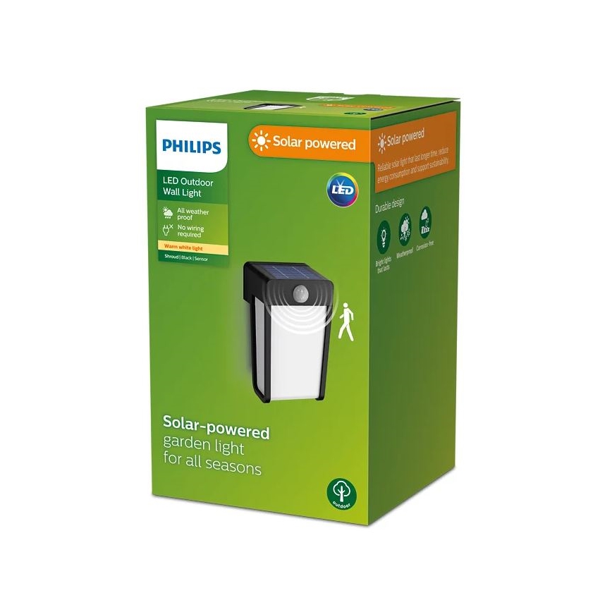 Philips - Soldrevet LED væglampe med sensor SHROUD LED/2,3W/3,7V 600 mAh IP44