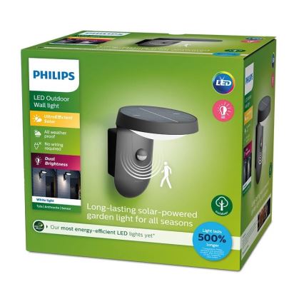 Philips - Soldrevet LED væglampe med sensor LED/1,2W/4V 1800 mAh 3000K IP44