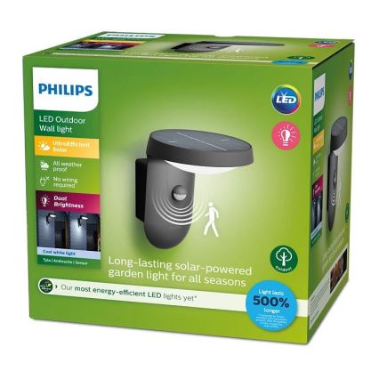 Philips - Soldrevet LED væglampe med sensor LED/1,2W/4V 4000K IP44