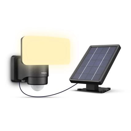 Philips - Soldrevet LED væglampe med sensor TYLUS LED/6W/3,7V 2600 mAh 3000K IP44