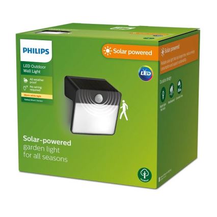 Philips - Soldrevet LED væglampe med bevægelses- og skumringssensor YARIXA LED/2,2W/3,7V 600 mAh IP44