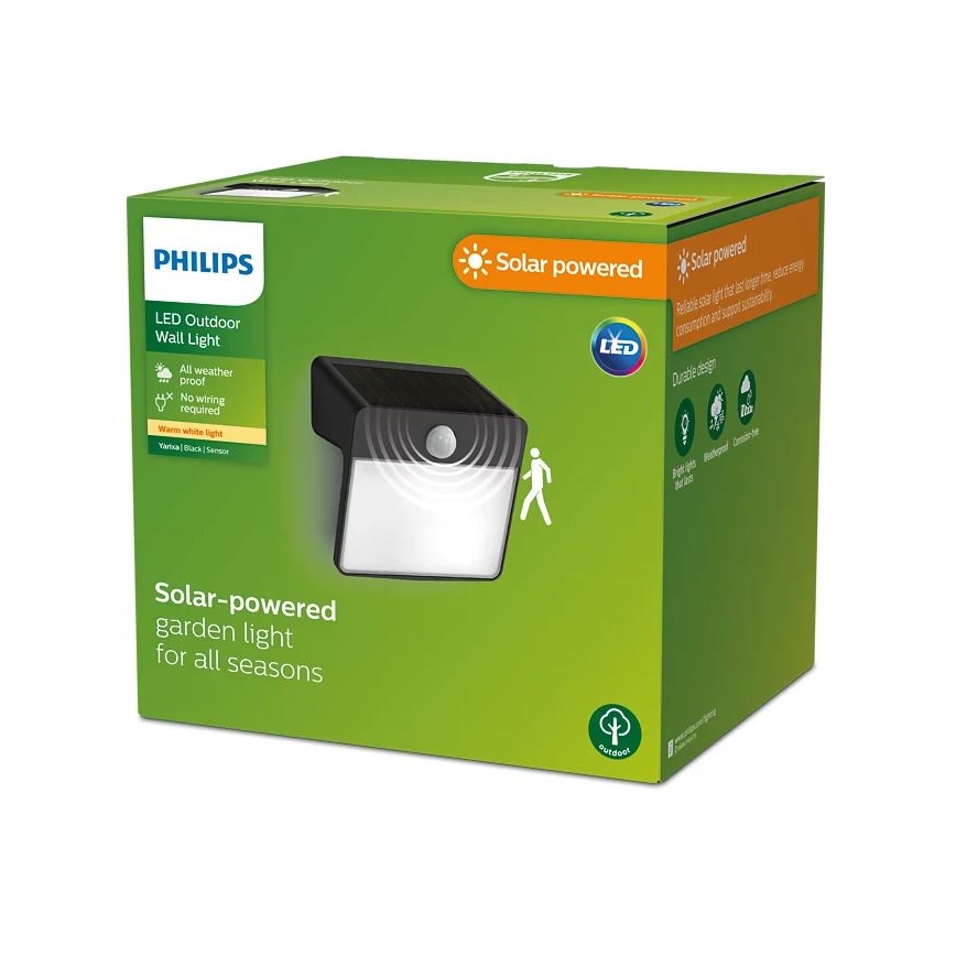 Philips - Soldrevet LED væglampe med bevægelses- og skumringssensor YARIXA LED/2,2W/3,7V 600 mAh IP44