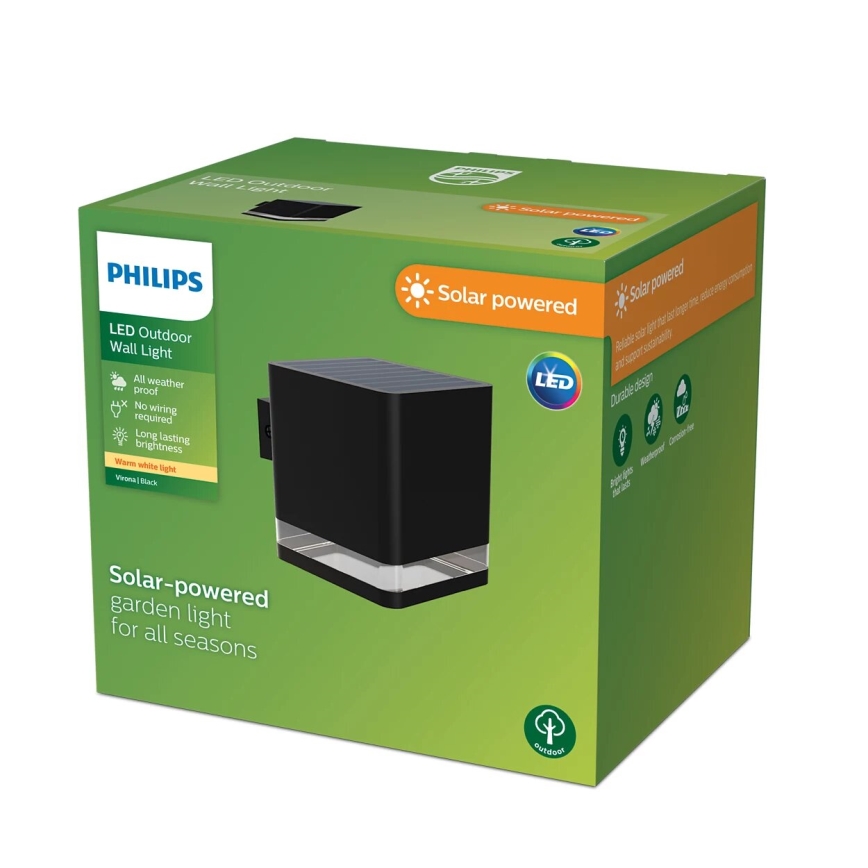 Philips - Soldrevet LED væglampe VIRONA LED/1,8W/3,7V 2600 mAh 2700K IP44