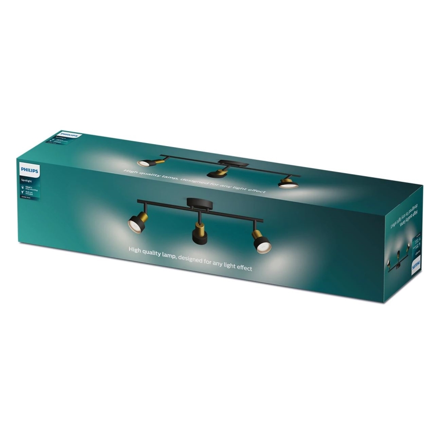 Philips - Spotlampe CONDUIT 3xGU10/5W/230V sort/messing