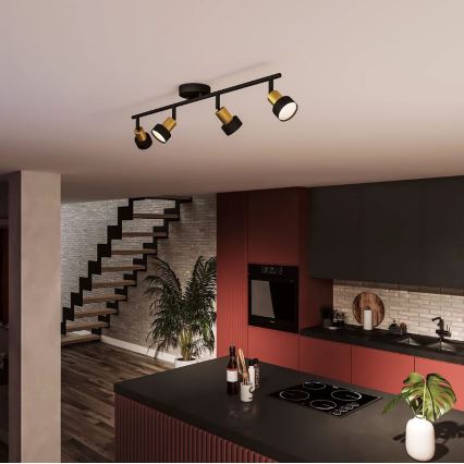 Philips - Spotlampe CONDUIT 4xGU10/5W/230V sort/messing