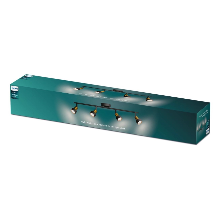 Philips - Spotlampe CONDUIT 4xGU10/5W/230V sort/messing