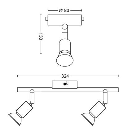 Philips - Spotlampe 2xGU10/50W/230V sort