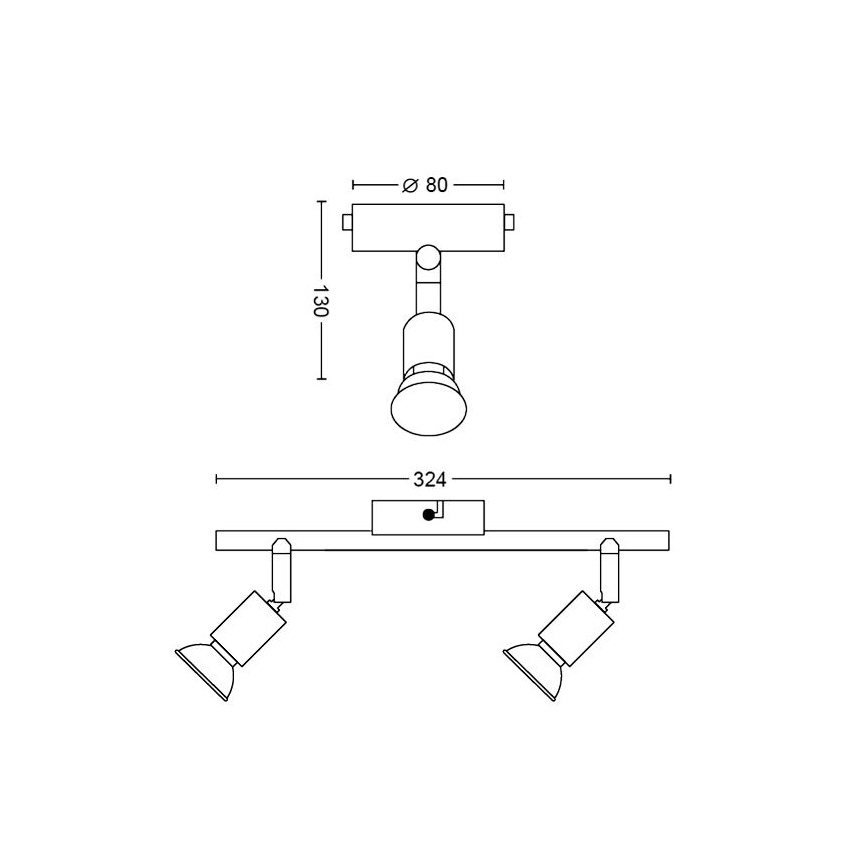 Philips - Spotlampe 2xGU10/50W/230V sort