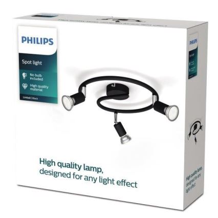 Philips - Spotlampe 3xGU10/50W/230V sort