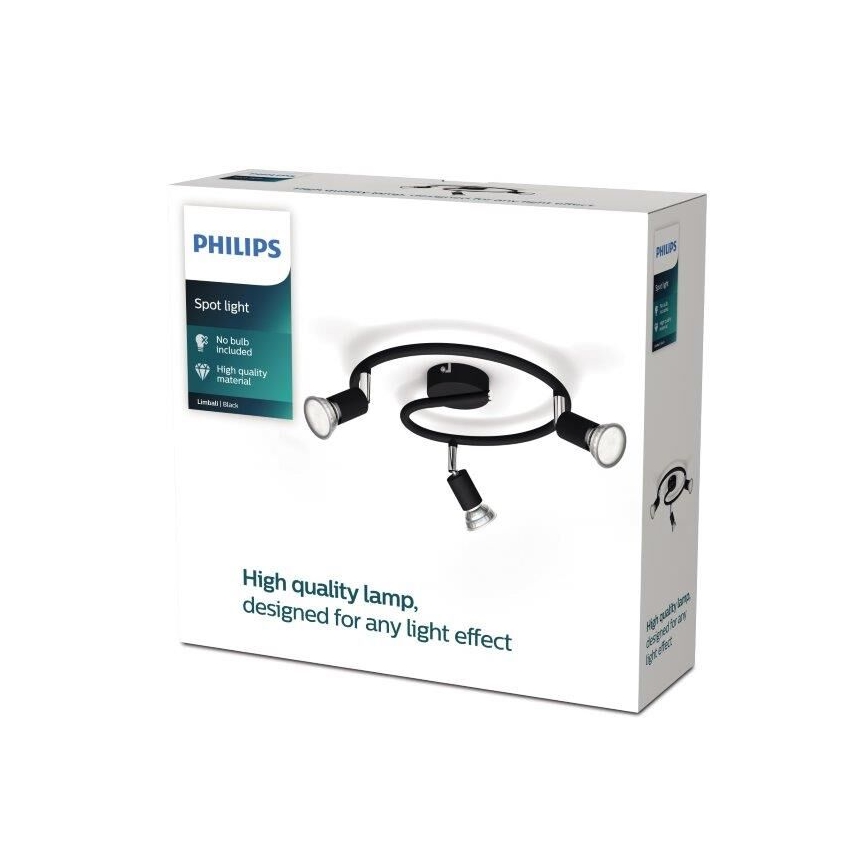 Philips - Spotlampe 3xGU10/50W/230V sort