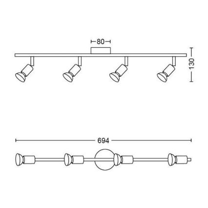 Philips - Spotlampe 4xGU10/50W/230V hvid