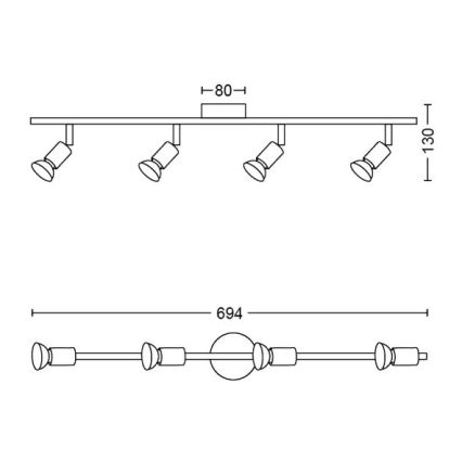 Philips - Spotlampe 4xGU10/50W/230V sort