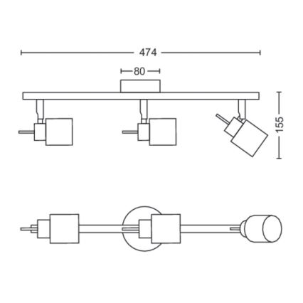 Philips - Spotlampe 3xGU10/35W/230V sort