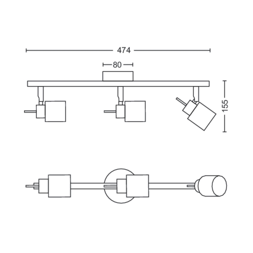 Philips - Spotlampe 3xGU10/35W/230V sort