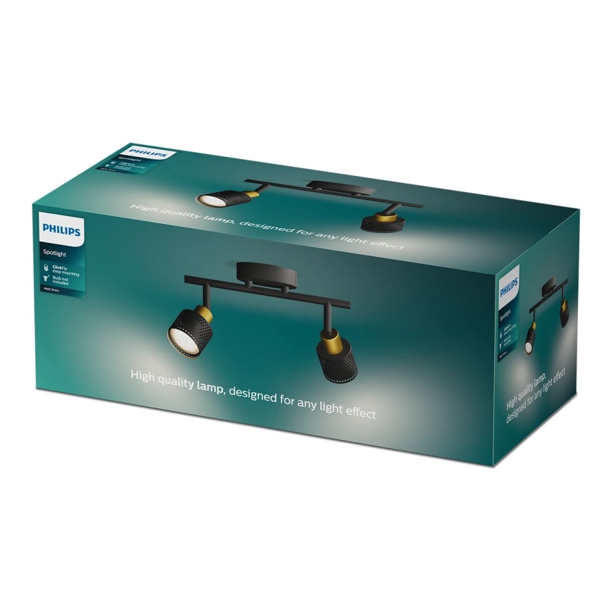Philips - Spotlampe NIALL 2xGU10/5W/230V sort/messing