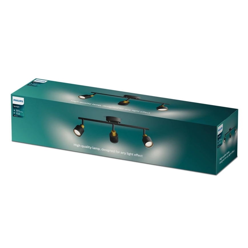 Philips - Spotlampe NIALL 3xGU10/5W/230V sort/messing