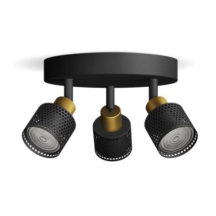 Philips - Spotlampe NIALL 3xGU10/5W/230V sort/messing
