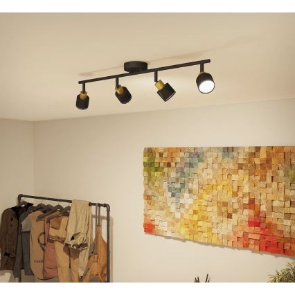 Philips - Spotlampe NIALL 4xGU10/5W/230V sort/messing