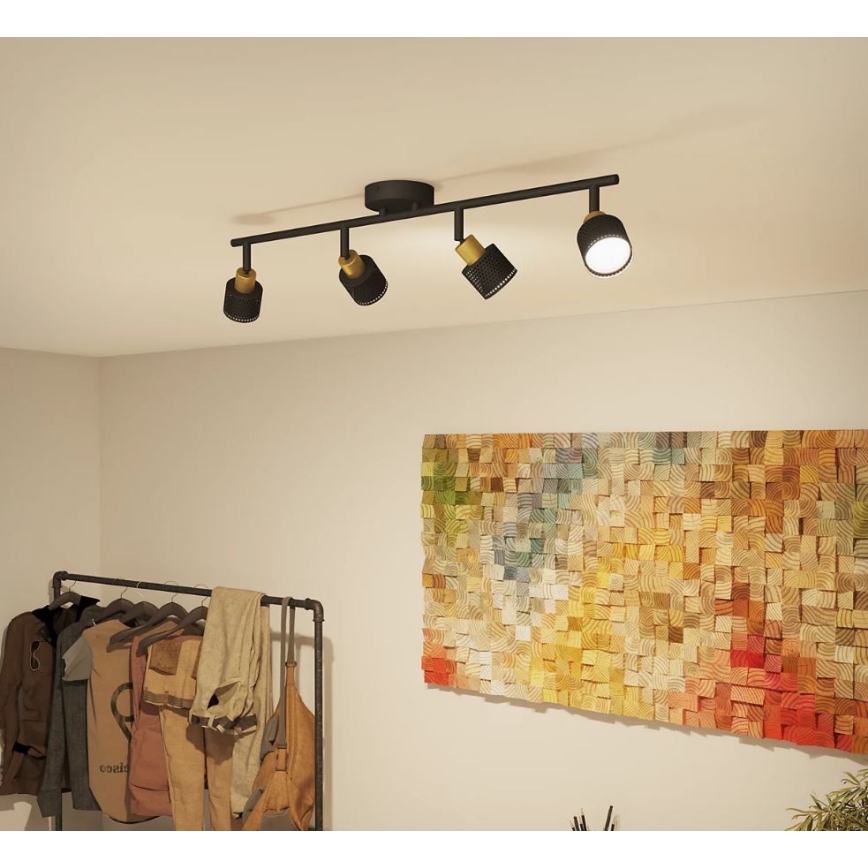 Philips - Spotlampe NIALL 4xGU10/5W/230V sort/messing