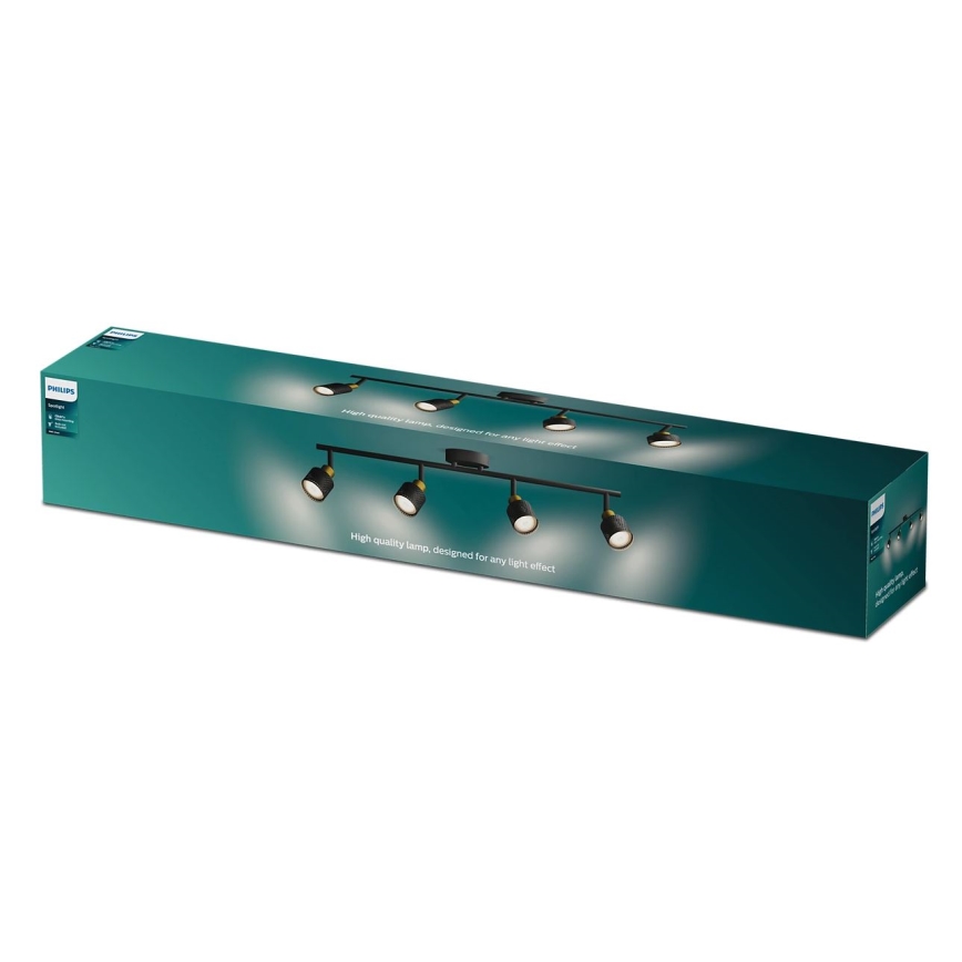 Philips - Spotlampe NIALL 4xGU10/5W/230V sort/messing
