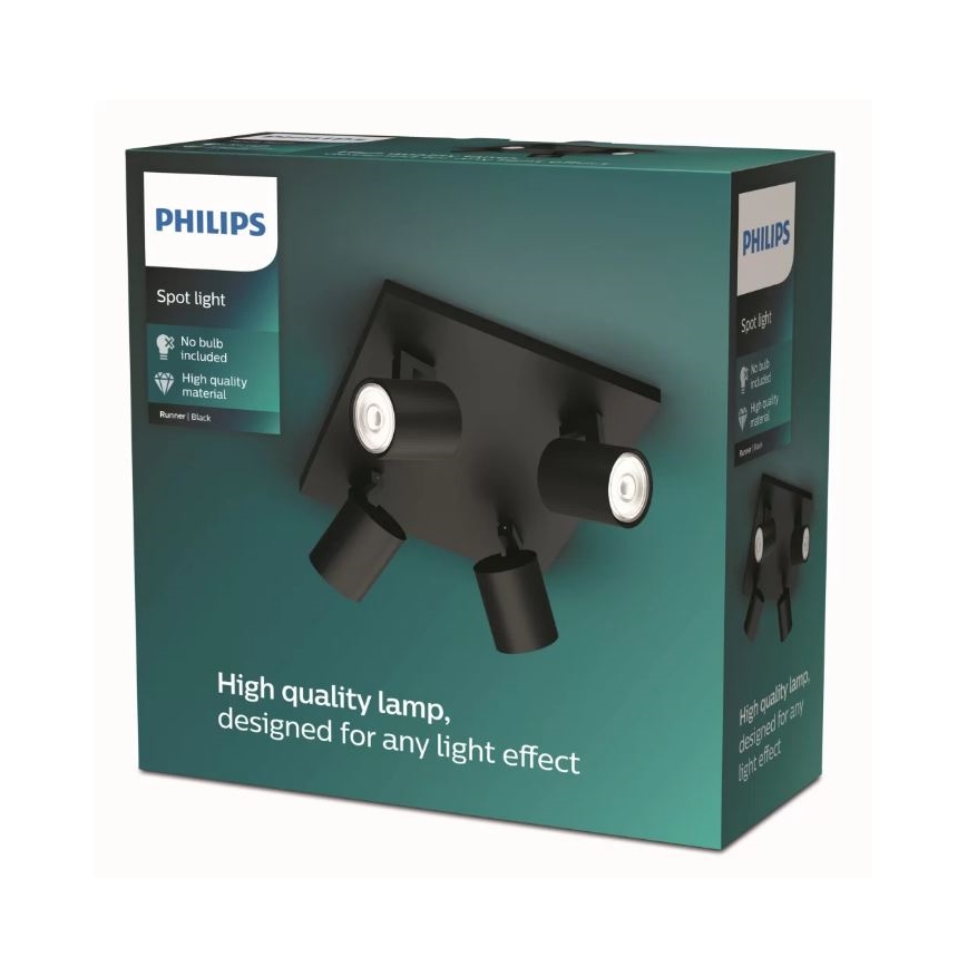 Philips - Spotlampe 4xGU10/20W/230V sort