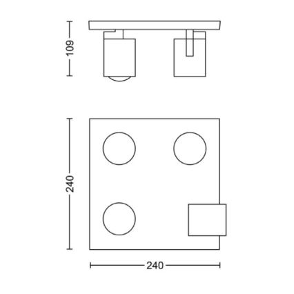 Philips - Spotlampe 4xGU10/20W/230V sort