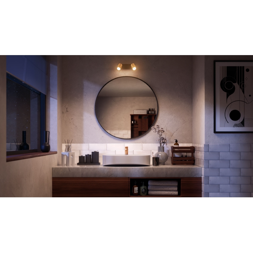Philips - Spotlampe til badeværelse IDRIS 2xGU10/5W/230V IP44 sort/guldfarvet