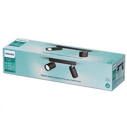Philips - Spotlampe til badeværelse IDRIS 2xGU10/5W/230V IP44 sort