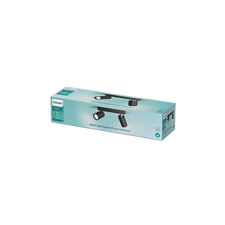 Philips - Spotlampe til badeværelse IDRIS 2xGU10/5W/230V IP44 sort