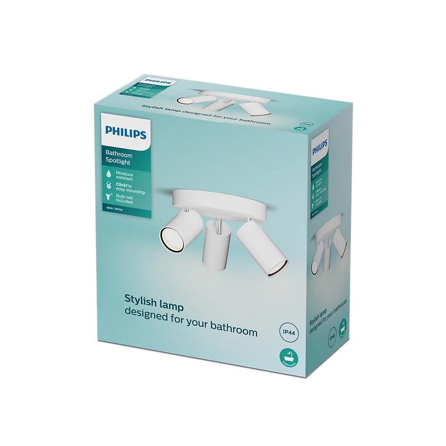 Philips - Spotlampe til badeværelse IDRIS 3xGU10/5W/230V IP44 hvid