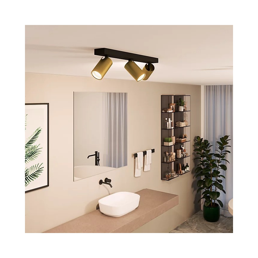 Philips - Spotlampe til badeværelse IDRIS 3xGU10/5W/230V IP44 sort/guldfarvet