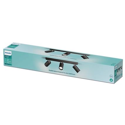 Philips - Spotlampe til badeværelse IDRIS 3xGU10/5W/230V IP44 sort