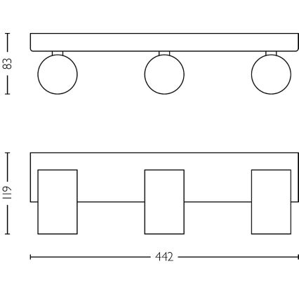 Philips - Spotlampe til badeværelse IDRIS 3xGU10/5W/230V IP44 sort