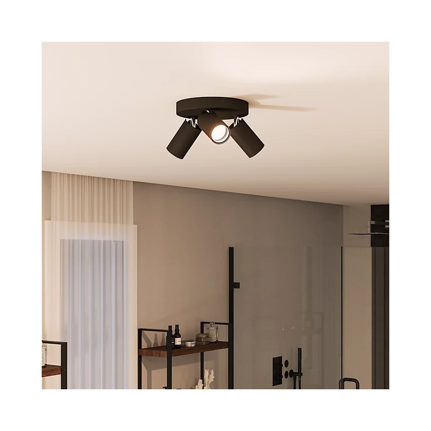 Philips - Spotlampe til badeværelse IDRIS 3xGU10/5W/230V IP44 sort