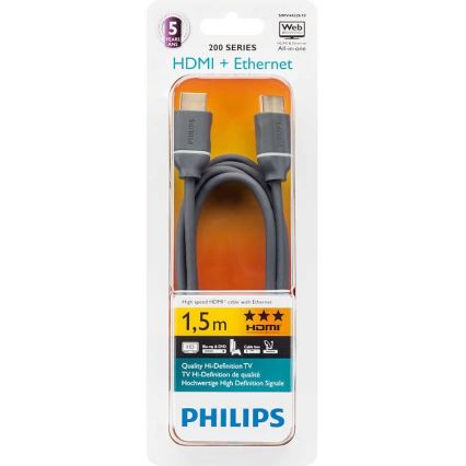 Philips SWV4432S/10 - HDMI-kabel med Ethernet, HDMI 1.4 A stik 1,5 m grå