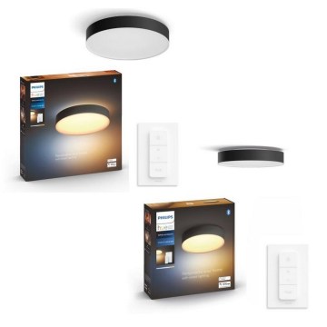 Philips - SÆT 1x LED dæmpbar loftlampe Hue ENRAVE Ø 42,5 cm LED/33,5W/230V + 1x LED dæmpbar loftlampe Hue Ø 26,1 cm LED/9,6W/230V + 2x fjernbetjening