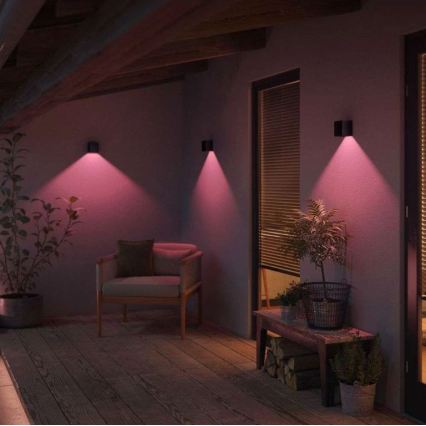 Philips - Sæt 2x LED RGBW dæmpbar udendørs vægarmatur Hue RESONATE LED/8W/230V 2000-6500K IP44