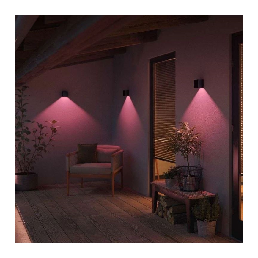 Philips - Sæt 2x LED RGBW dæmpbar udendørs vægarmatur Hue RESONATE LED/8W/230V 2000-6500K IP44