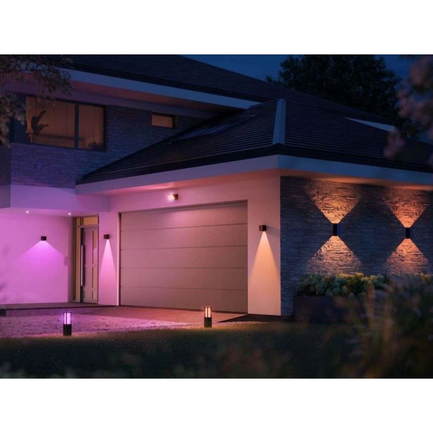 Philips - Sæt 2x LED RGBW dæmpbar udendørs vægarmatur Hue RESONATE LED/8W/230V 2000-6500K IP44