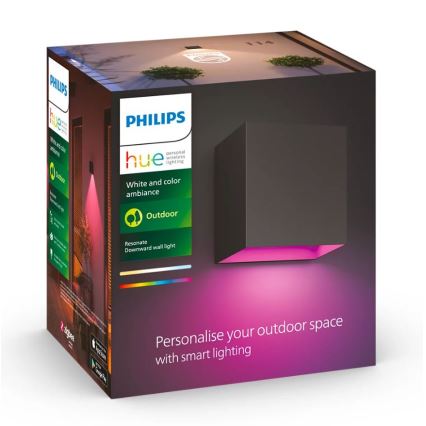 Philips - Sæt 2x LED RGBW dæmpbar udendørs vægarmatur Hue RESONATE LED/8W/230V 2000-6500K IP44