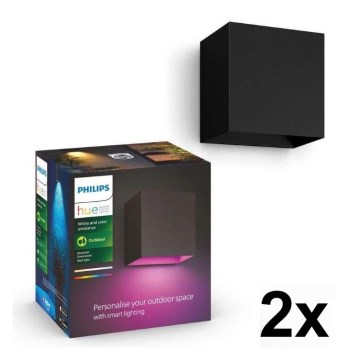 Philips - Sæt 2x LED RGBW dæmpbar udendørs vægarmatur Hue RESONATE LED/8W/230V 2000-6500K IP44