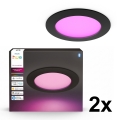 Philips - Sæt 2x LED RGBW dæmpbare badeværelsesindbygningsspots Hue SLIM LED/12W/230V 2000-6500K sort IP44