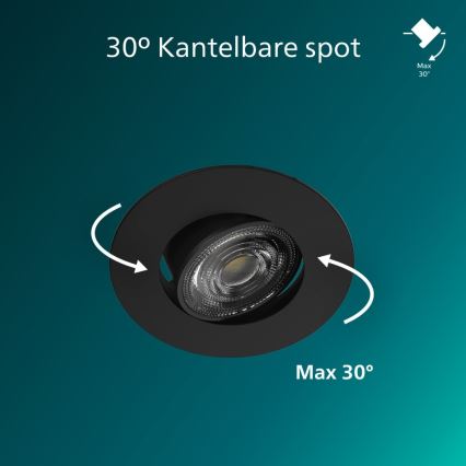 Philips - Sæt med 3 dæmpbare indbygningsspots CILANTRO LED/5W/230V 4000K sort