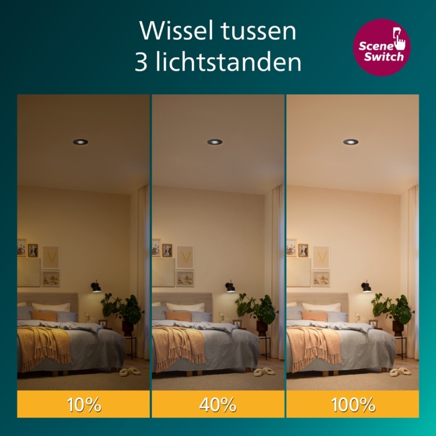 Philips - Sæt med 3 dæmpbare indbygningsspots CILANTRO LED/5W/230V 4000K sort
